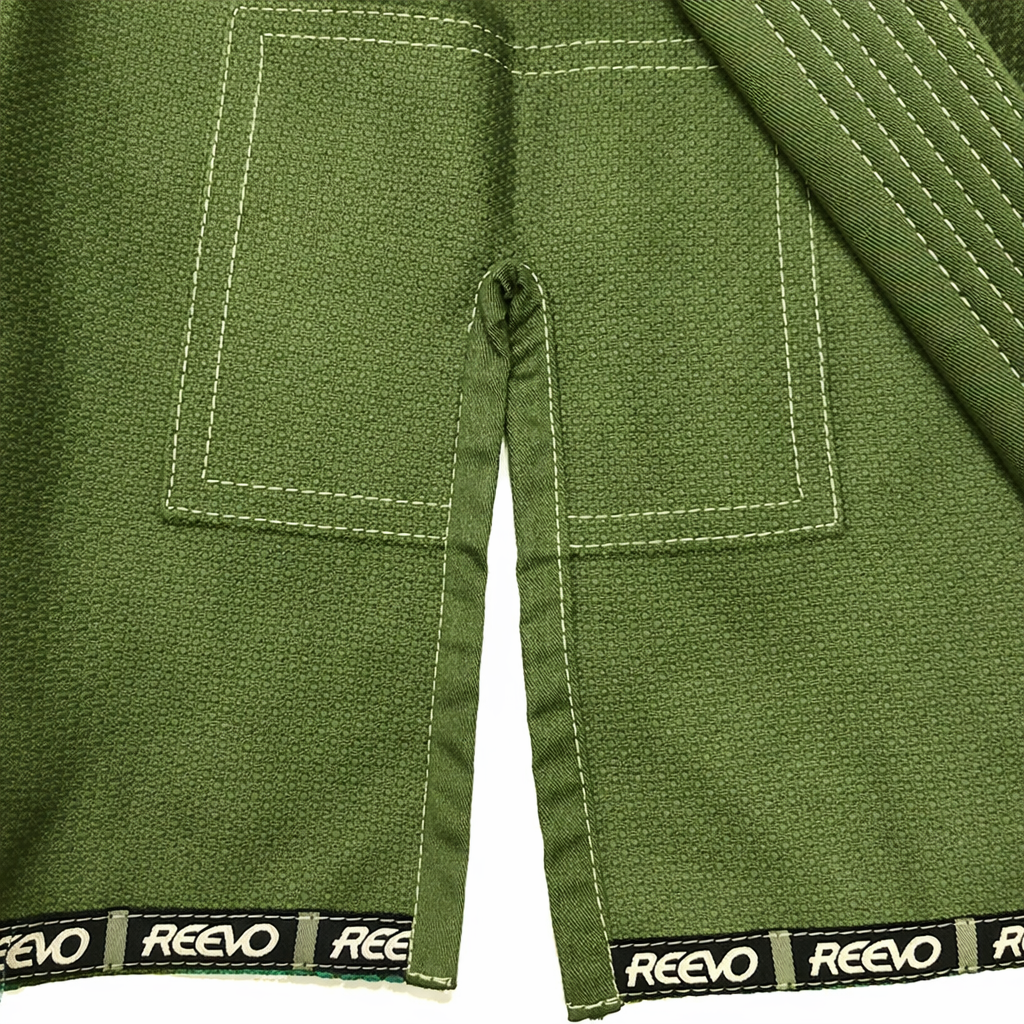 Reevo Guard Ultralight BJJ Gi for Adults and Kids with White Belt - Army Green