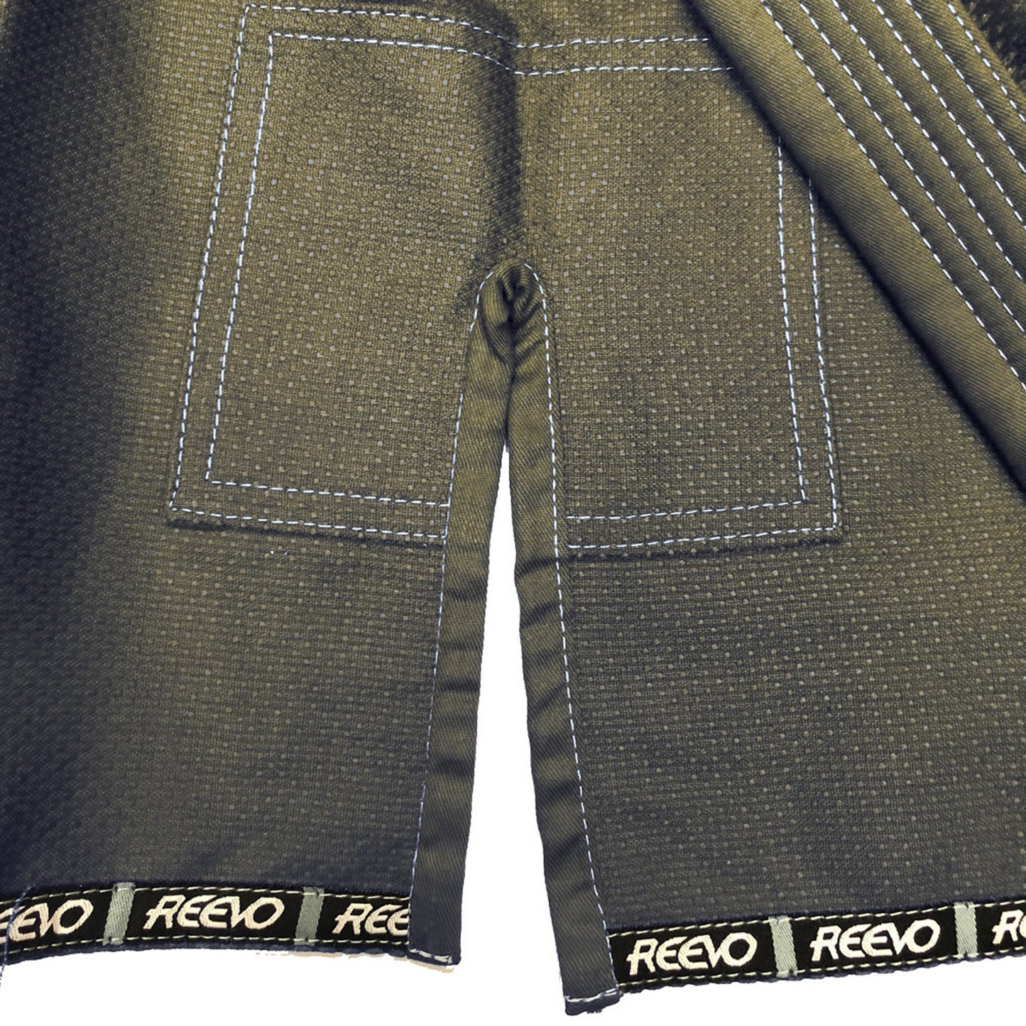 Reevo Guard Ultralight BJJ Gi for Adults and Kids with White Belt - Army Green