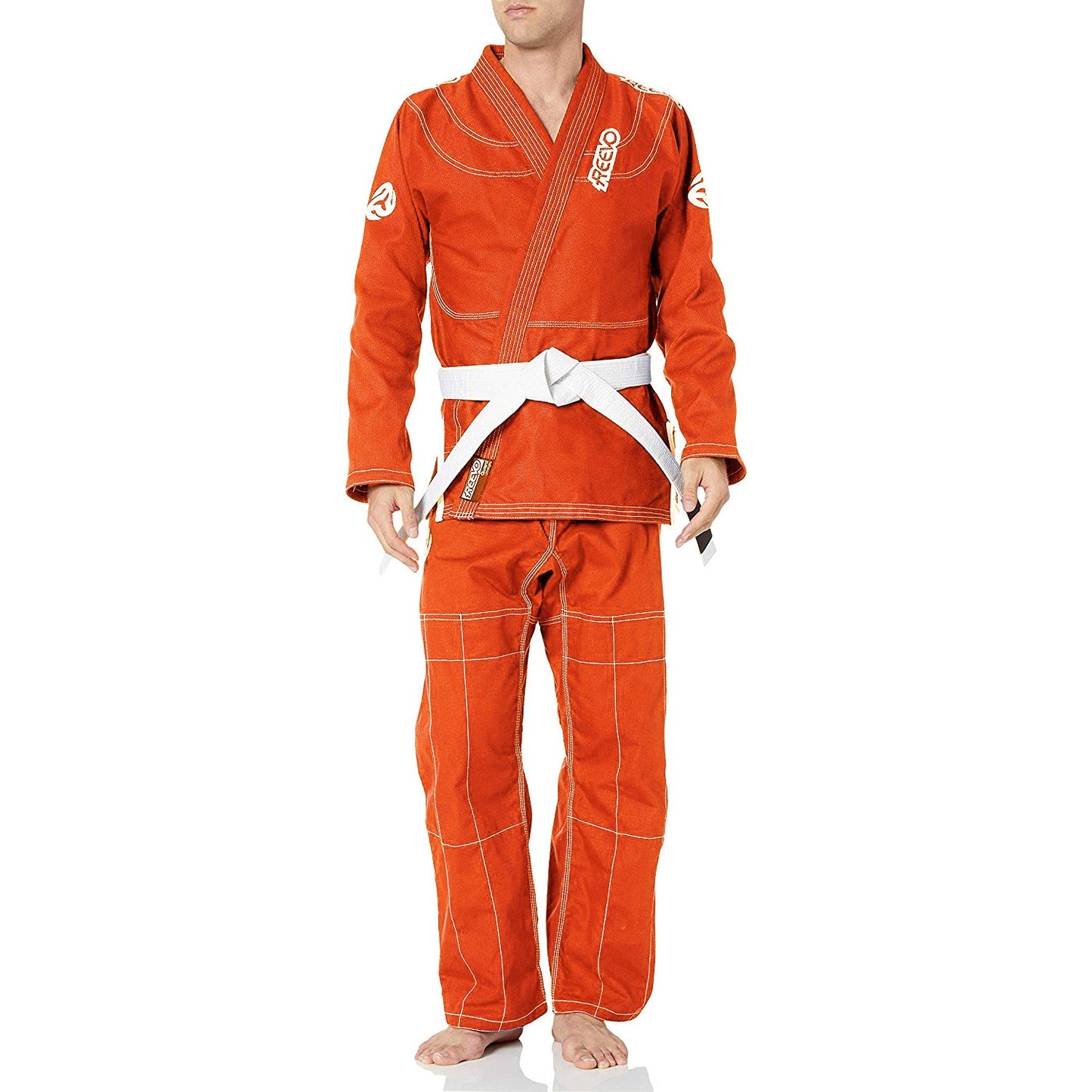 Reevo Guard Ultralight BJJ Gi for Adults and Kids with White Belt - Orange