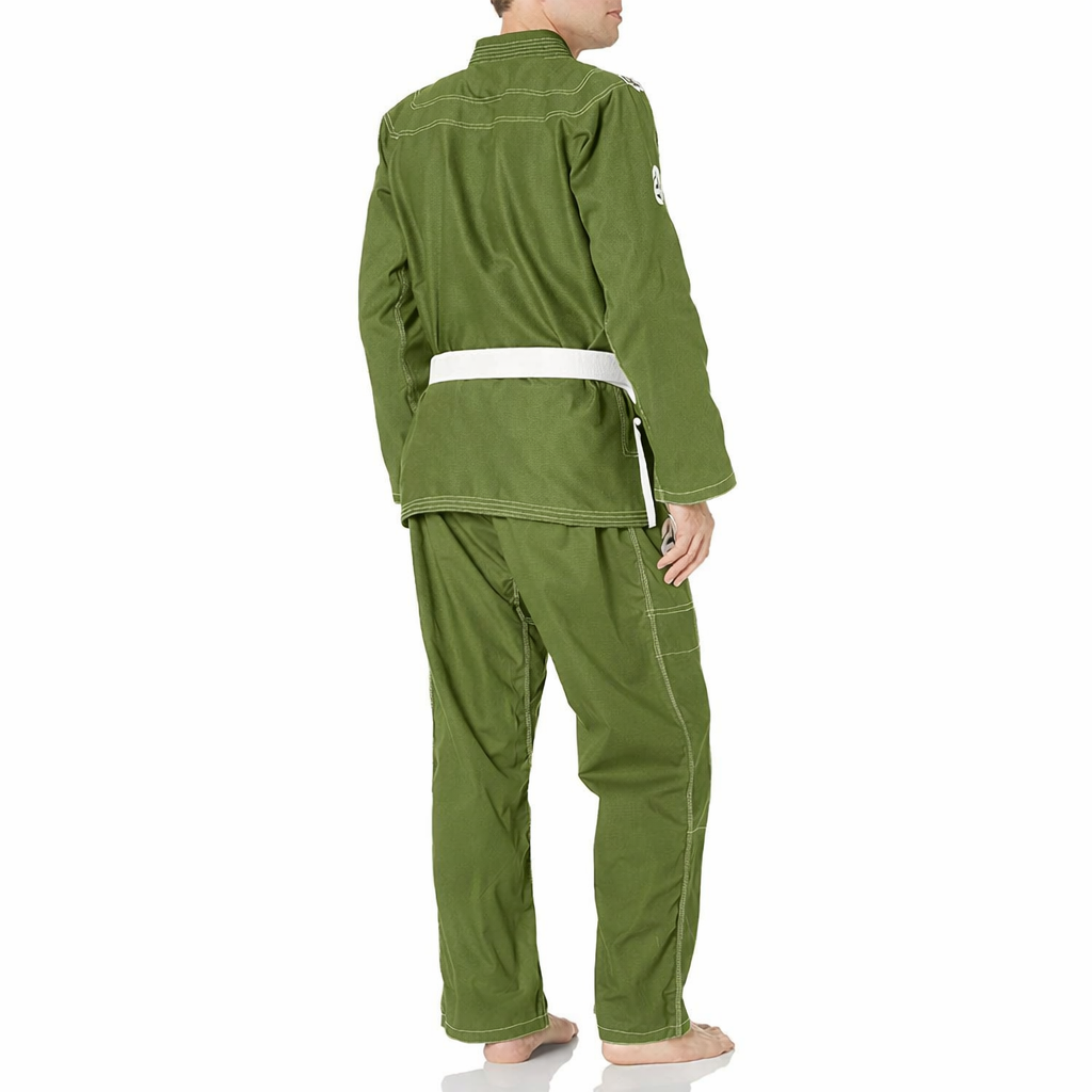 Reevo Guard Ultralight BJJ Gi for Adults and Kids with White Belt - Army Green