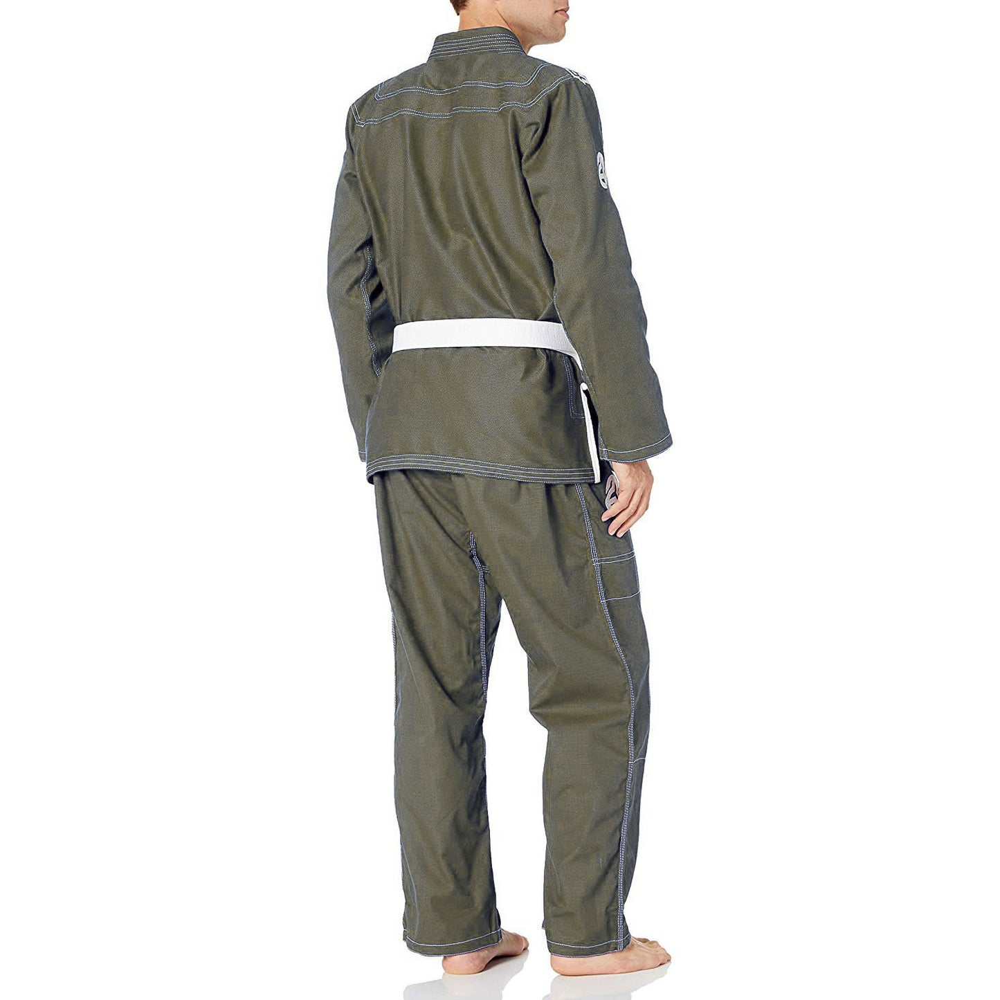 Reevo Guard Ultralight BJJ Gi for Adults and Kids with White Belt - Army Green
