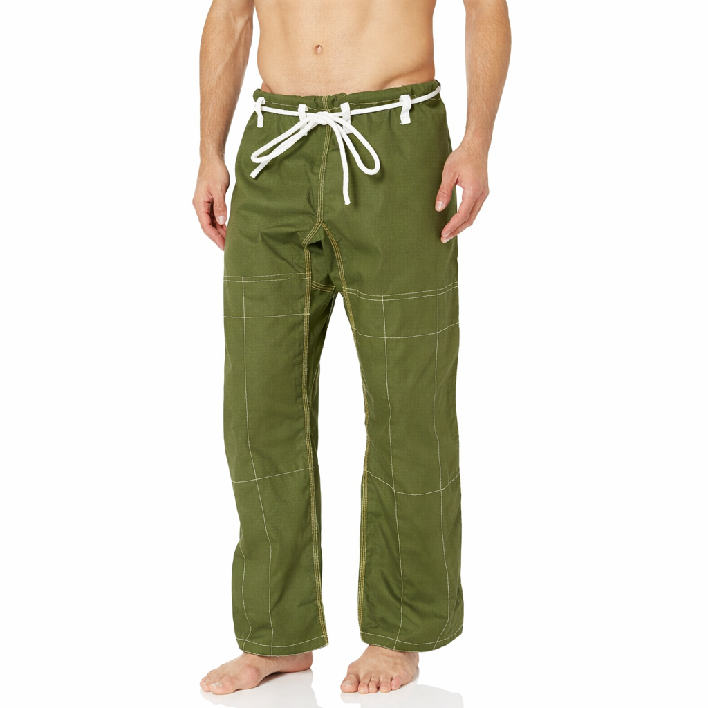 Reevo Guard Ultralight BJJ Gi for Adults and Kids with White Belt - Army Green