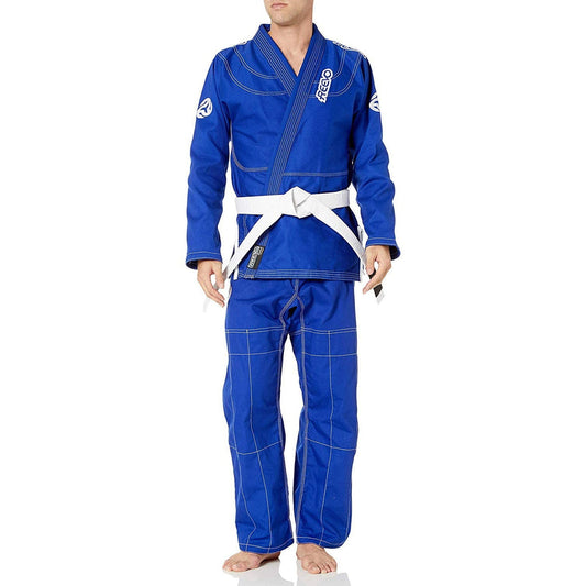 Reevo Guard Ultralight BJJ Gi for Adults and Kids with White Belt - Blue