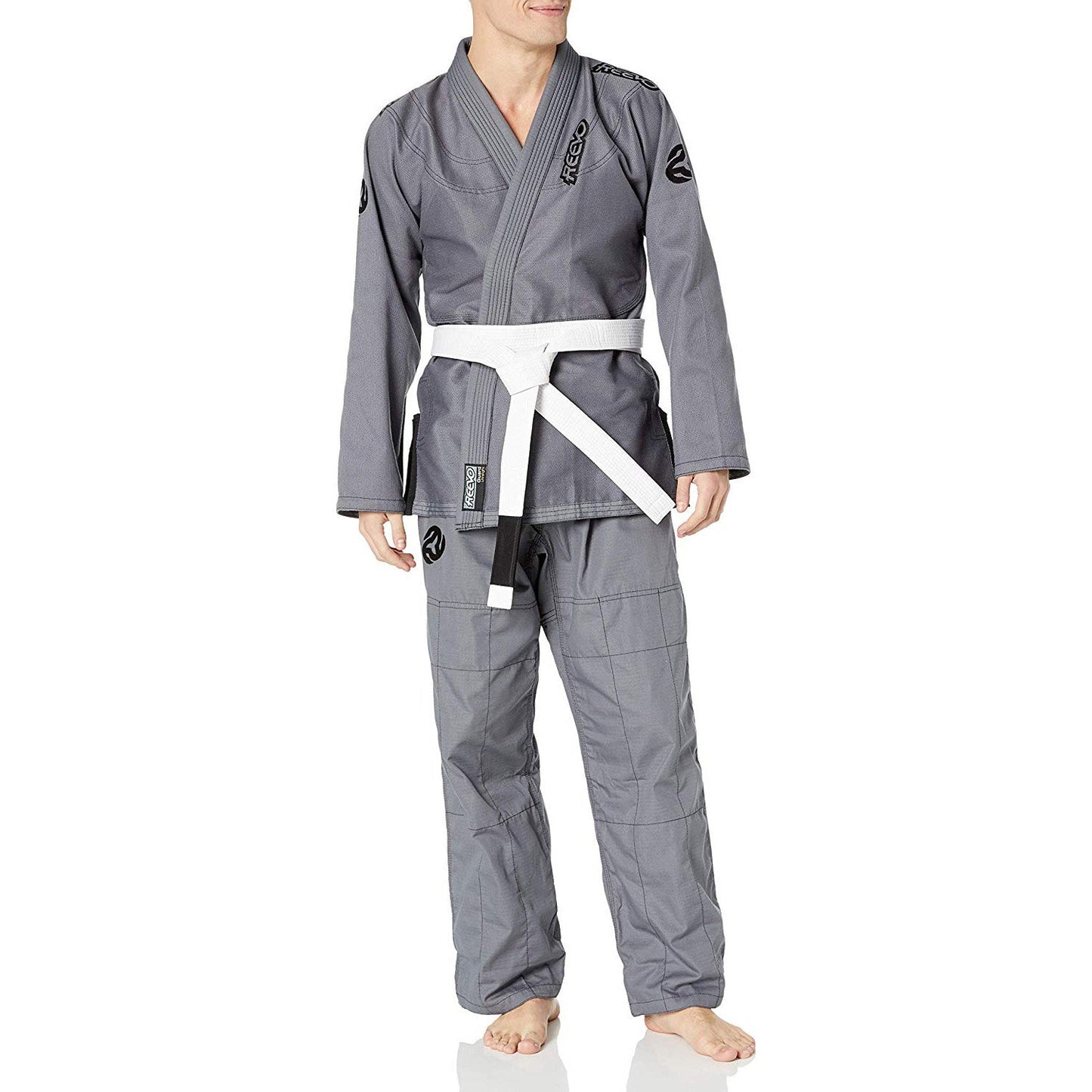 Reevo Guard Ultralight BJJ Gi for Adults and Kids with White Belt - Grey