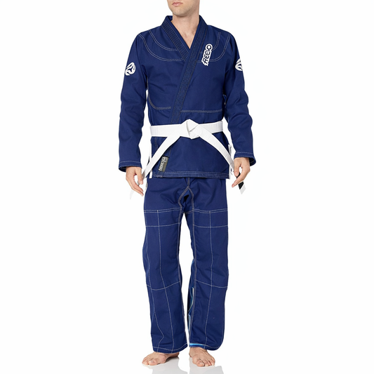 Reevo Guard Ultralight BJJ Gi for Adults and Kids with White Belt - Navy Blue