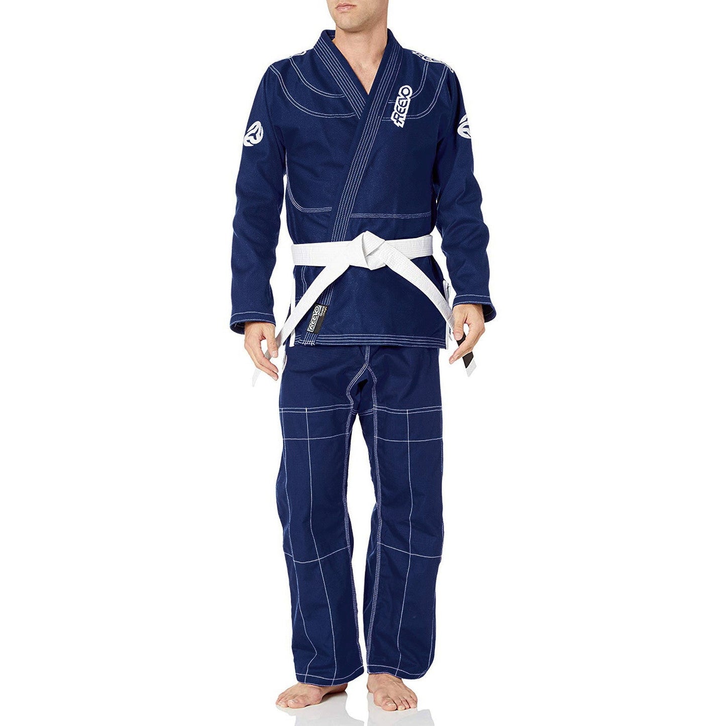 Reevo Guard Ultralight BJJ Gi for Adults and Kids with White Belt - Navy Blue