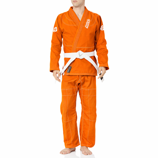 Reevo Guard Ultralight BJJ Gi for Adults and Kids with White Belt - Orange