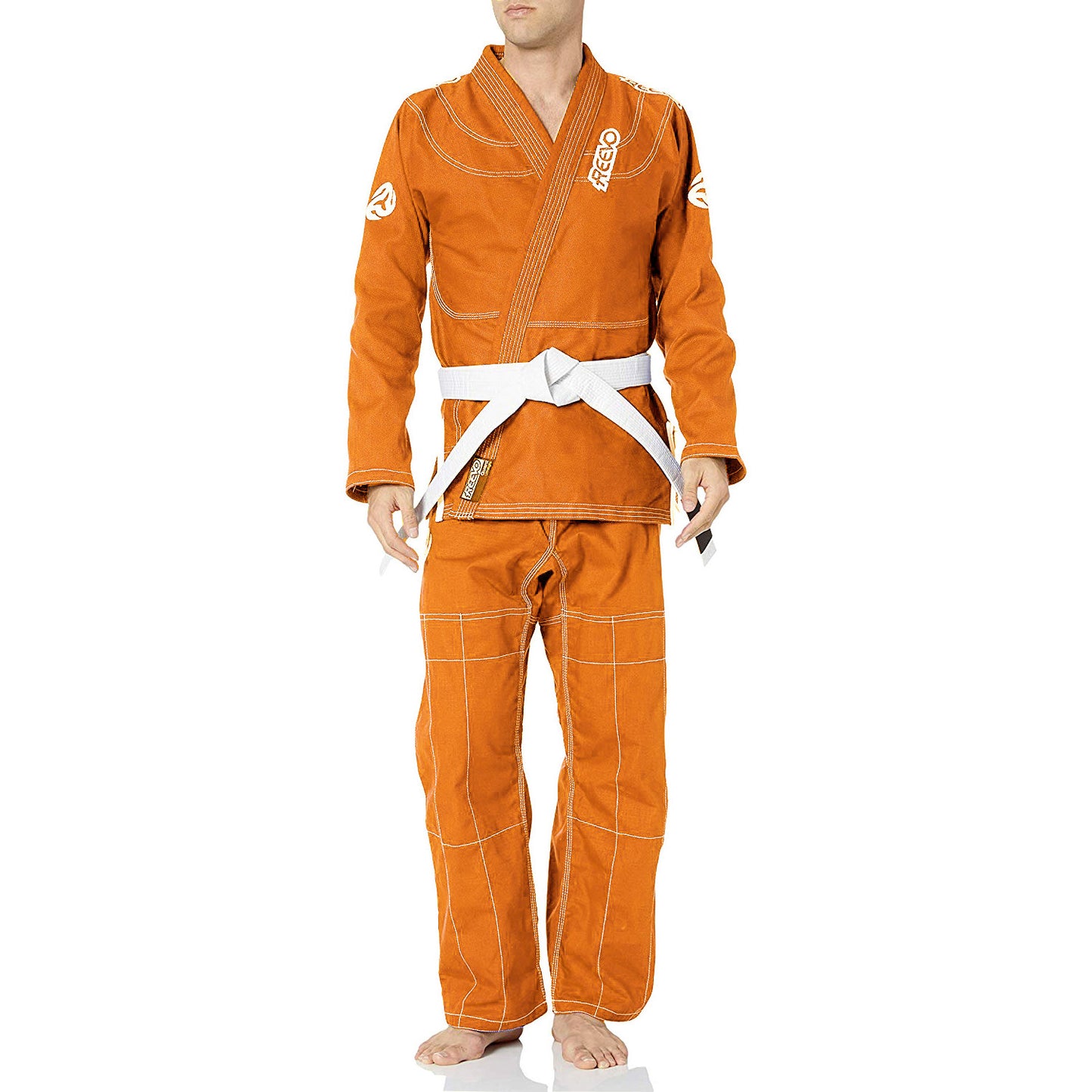 Reevo Guard Ultralight BJJ Gi for Adults and Kids with White Belt - Orange