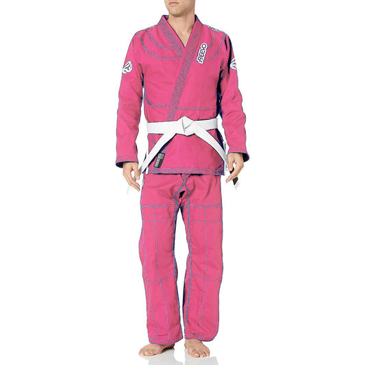 Reevo Guard Ultralight BJJ Gi for Adults and Kids with White Belt - Pink
