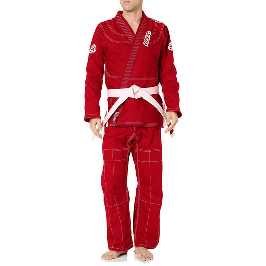 Reevo Guard Ultralight BJJ Gi for Adults and Kids with White Belt - Red